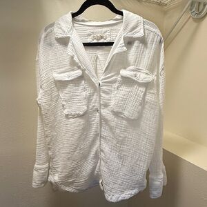 We The Free Crinkled Button-Down Shirt in White